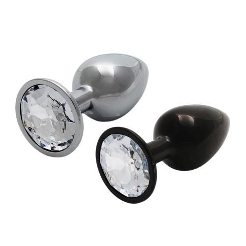 Ouch! Plug anal Métal Bijou Round Gem L Noir