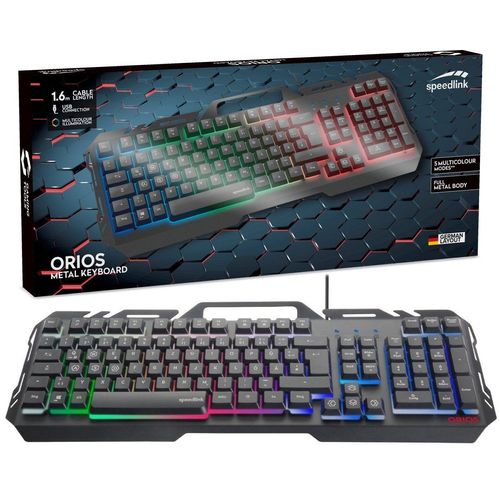 Speedlink ORIOS Metall USB Gaming Tastatur PC-Tastatur (RGB Beleuchtung