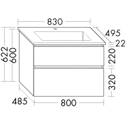 Burgbad Keramik Waschtisch-Set Lin20 Acryl/Lack Matt Salbeigrau Matt/Alpinweiss, SGHF083F5930C0001 SGHF083F5930C0001