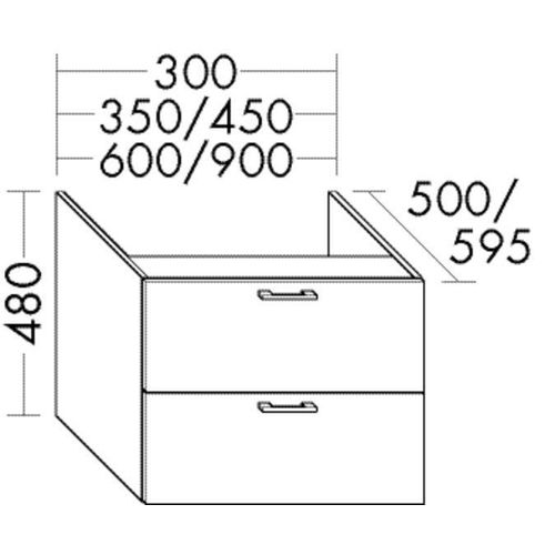 Burgbad Unterschrank Sys30 PG2 Echo 480x300x590 Tectona Dekor Zimt, WWGK030F3424 WWGK030F3424