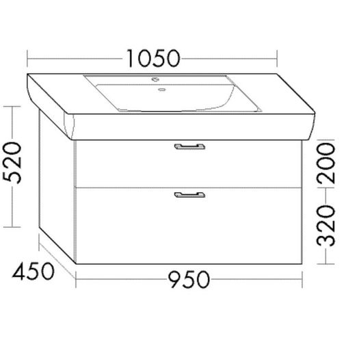 Burgbad Waschtischunterschrank Sys30 PG2 Echo 520x950x450 Basaltgrau Matt, WWJI095F2236 WWJI095F2236