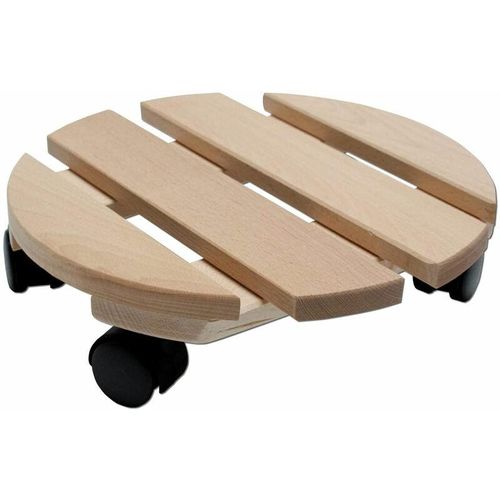 Spetebo - Holz Pflanzenroller Buche massiv rund - 30 cm - Blumenkübel Rollbrett Untersetzer Rolluntersetzer Pflanzenrolli Blumentaxi