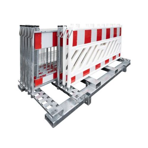 Nissen Transport- und Lagergestell, stapelfähig, für 20 Absturzsicherungen 2000 x 1000 mm, aus feuerverzinktem Stahl