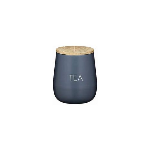 KitchenCraft Serenity – Tee- und Aufgussbox mit luftdichtem Deckel, Metall/Holz de Henkel, Grau/Holz, 12,5 x 15 cm
