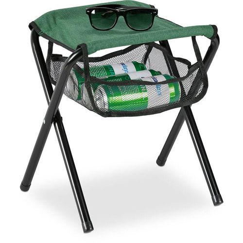 Relaxdays Klapphocker, mit Tasche, bis 120 kg belastbar, faltbar, leicht, Campinghocker HxBxT: 39 x 29 x 35 cm, grün