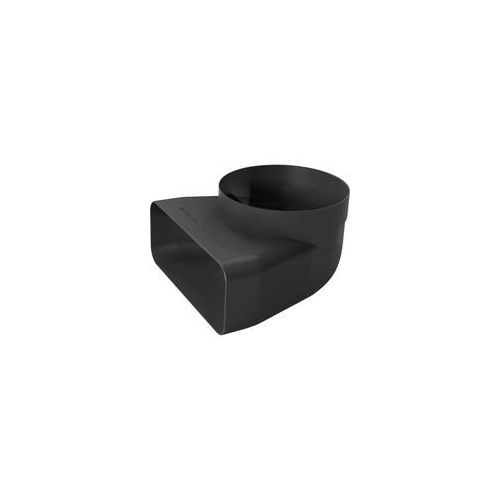 90° Adapterstück HEZ9VDSI1, Ø 150mm, Rohr schwarz, rund>flach, männlich