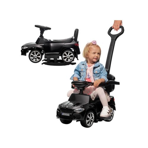 Rutschauto BMW M5, lizenziert, Schiebestange, ab 1 Jahr, Schaukelfunktion, Musik, EVA-Reifen, LED (Schwarz)