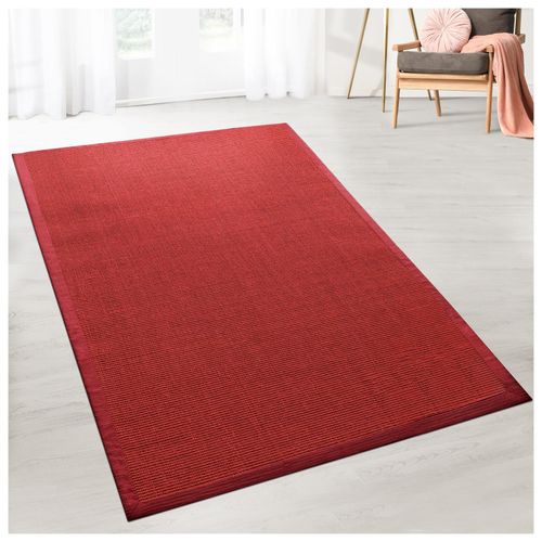 Karat Sisal-Teppich Amazonas Rot Mit Bordüre
