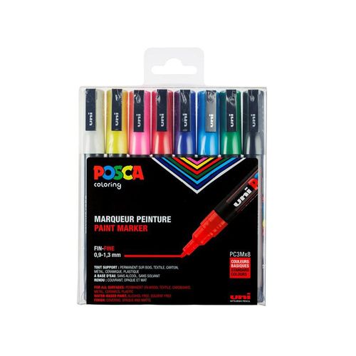 POSCA marker sæt PC-3M 8 ass. colors std.