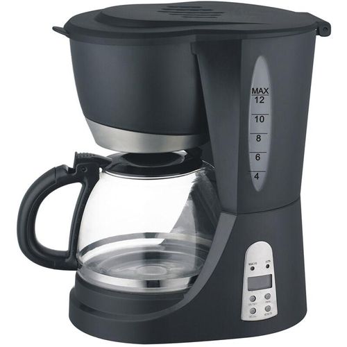 Digitale Tropfkaffeemaschine, programmierbar, für 12 Tassen Kaffee, 800W – Schwarz