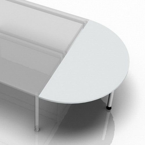 Anbautisch 160x80cm 2xViertelkreis/Fuß eckig Grau/Silber