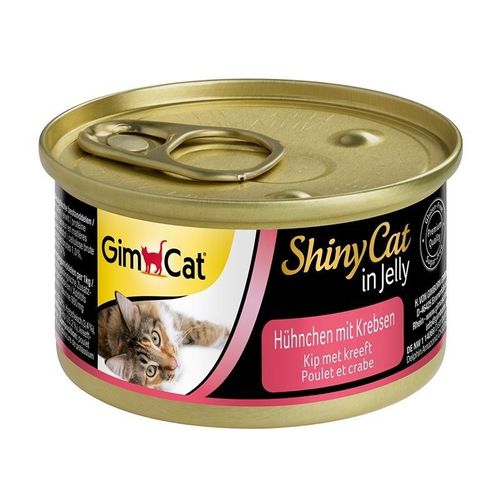 GimCat ShinyCat Katzenfutter, Hühnchen mit Krebsen 24x70g