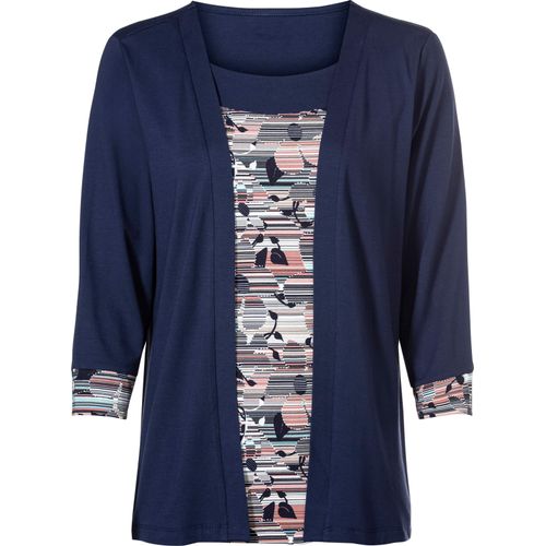 Damen Shirt in marine-rosenquarz-bedruckt ,Größe 54, Witt Weiden, 95% Viskose, 5% Elasthan