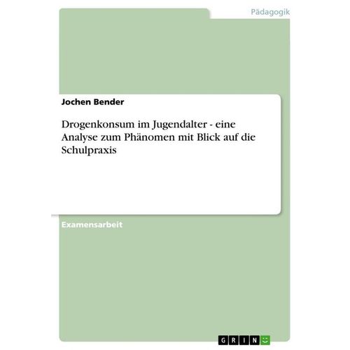 Drogenkonsum im Jugendalter - eine Analyse zum Phänomen mit Blick auf die Schulpraxis - Jochen Bender, Kartoniert (TB)