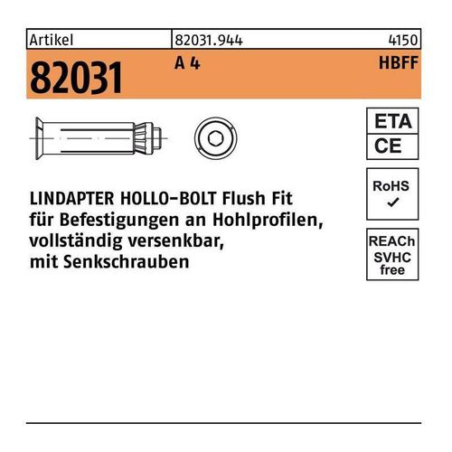 Lindapter - Hohlraumdübel r 82031 hbff 08-3 ( 90/64) a 4