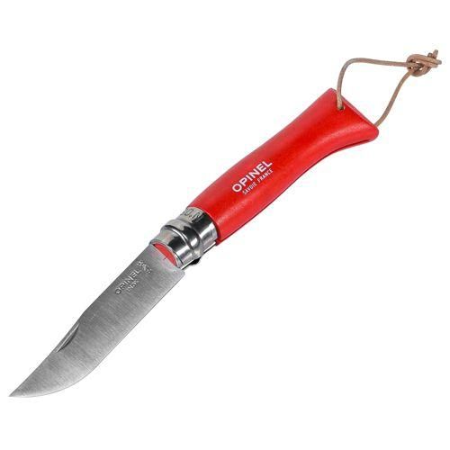 Opinel Taschenmesser No. 08 inkl. Kunstlederetui, rot