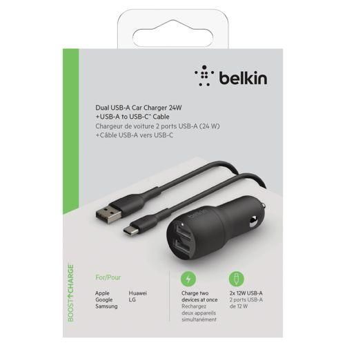 Belkin USB-A Kfz-Ladegerät, 24W 1m USB-C Kabel sw. CCE001bt1MBK