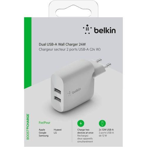 Belkin Dual USB-A Ladegerät, 24W weiß WCB002vfWH