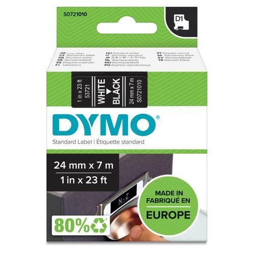 Dymo D1 Schriftband 24 mm x 7 m weiß auf schwarz