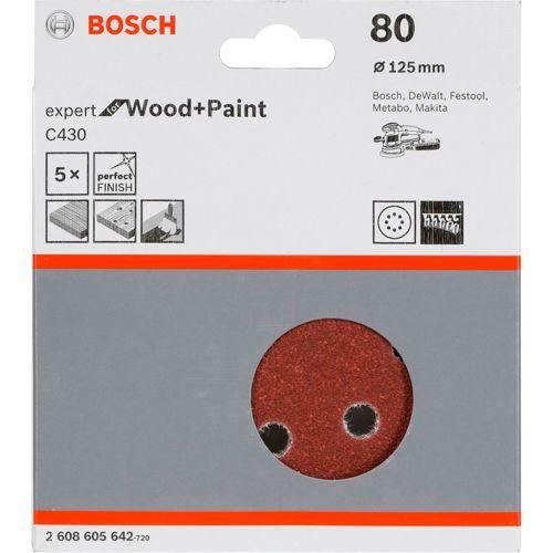 Bosch Schleifblatt C 430 D125MM Holz Körnung 80 5 St.