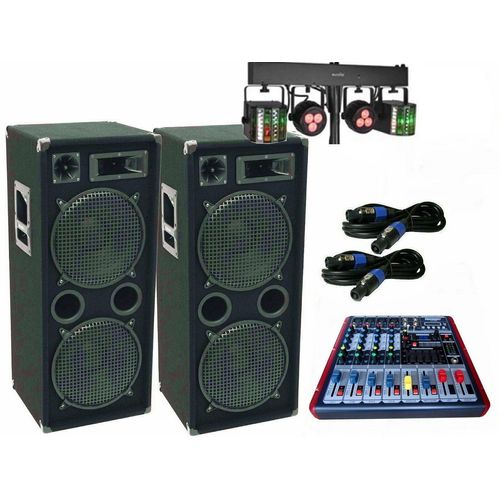 DSX PA DJ Komplett Set 14 LED Licht 9 Kanal Powermixer Party-Lautsprecher