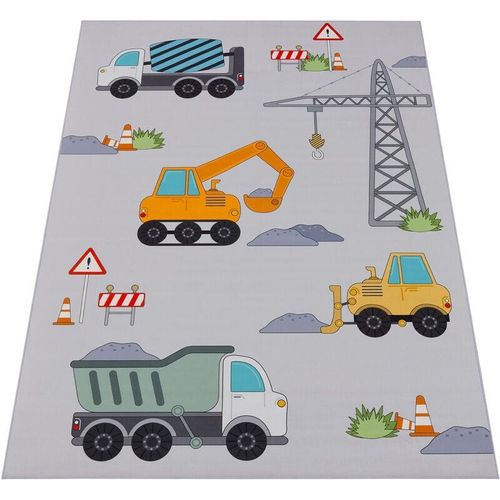 Paco Home - Teppich Kinderzimmer Kinderteppich Spielteppich Rutschfest Grau Creme 240x340 cm