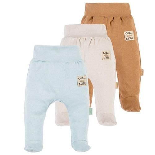 Makoma Stoffhose Baby Hose mit Fuß für Neugeborene Jungen & Mädchen (Spar-Set