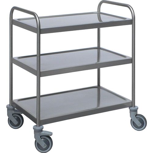 Edelstahl-Servierwagen, 3 Etagen, thermoplastische Gummibereifung, LxBxH 1070 x 670 x 970 mm, ab 3 Stk kaiserkraft