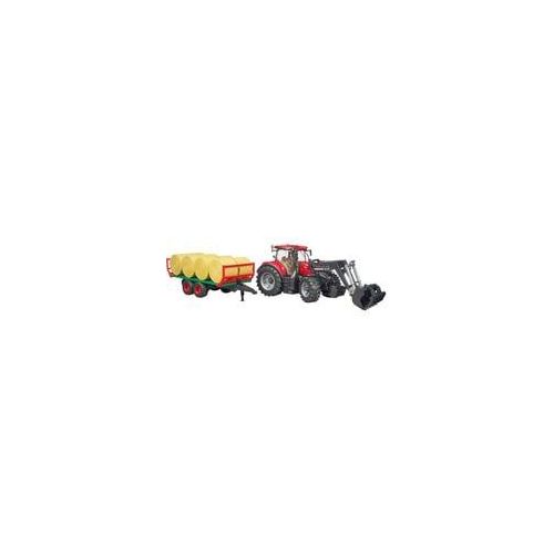 Case IH Optum 300CVX mit Frontlader und Ballentransportanhänger, Modellfahrzeug