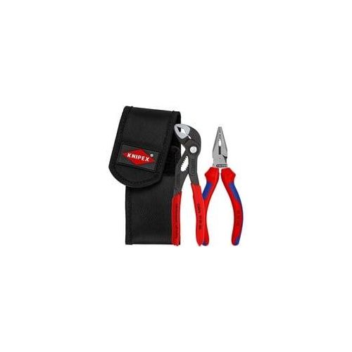 Mini-Zangenset, in Werkzeug-Gürteltasche, Zangen-Set rot/schwarz, 2-teilig