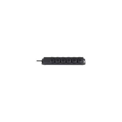 Outdoor-Steckdosenleiste IP44, 6-fach schwarz, 2 Meter