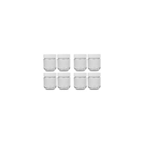 Joghurtbereiter-Ersatzgläser-Set JG 8, Glas transparent/weiß, 8-teilig
