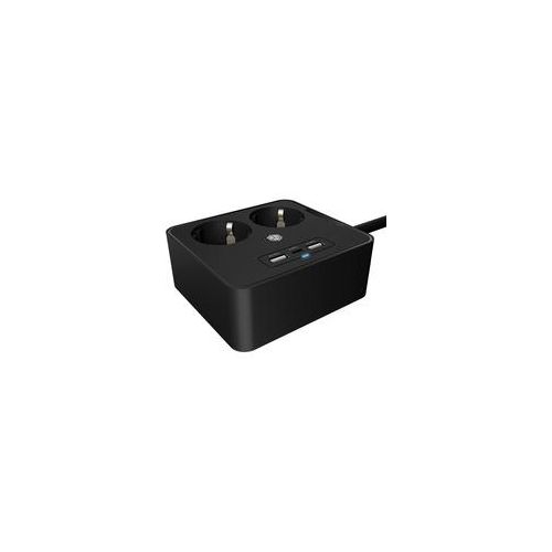 Steckdosenleiste IB-MPS2220B-CH, 2-fach, 3x USB schwarz, 1,9 Meter Kabel, Schalter