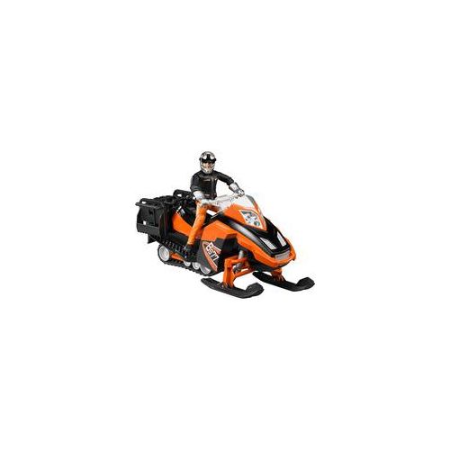 Snowmobil mit Fahrer und Ausstattung, Modellfahrzeug orange/schwarz