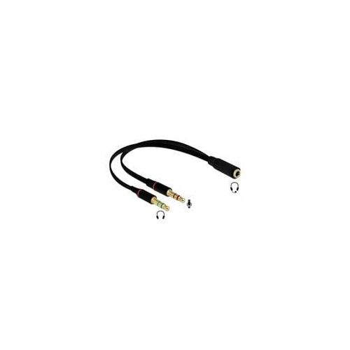 Headset Adapter 1x3,5 Klinkenbuchse > 2x3,5 3Pin Klinkstecker schwarz