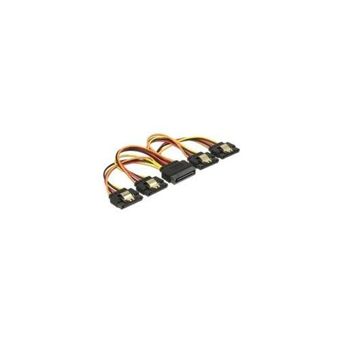Kabel SATA 15Pin Stecker ></noscript> 4x SATA 15Pin Buchse schwarz/rot, 15cm