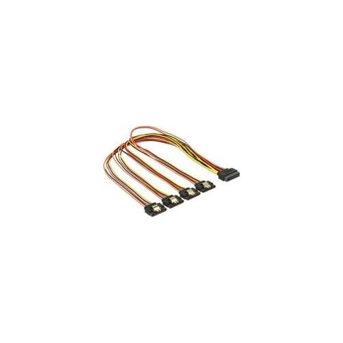 Kabel SATA 15Pin Stecker ></noscript> 4x SATA 15Pin Buchse schwarz/rot, 50cm