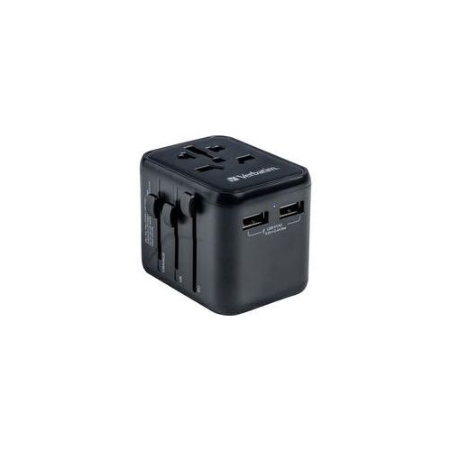 Universal-Reiseadapter UTA-01, Reisestecker schwarz, 2x USB-A