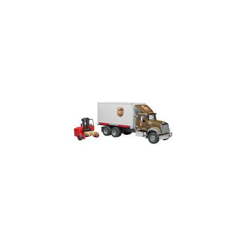 Mack Granite UPS Logistik-LKW, Modellfahrzeug mit Mitnahmestapler