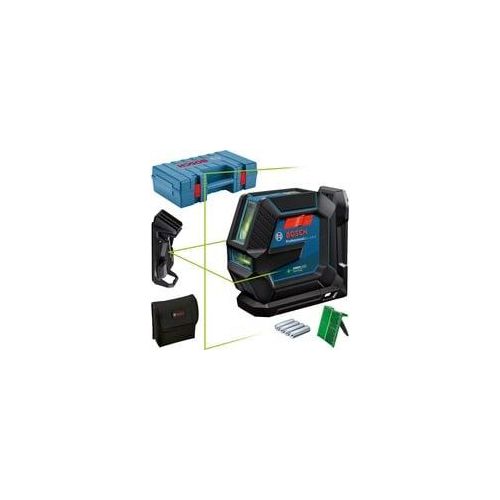Linienlaser GLL 2-15 G Professional, mit Halterung, Kreuzlinienlaser blau/schwarz, Koffer, Deckenklemme, grüne Laserlinien