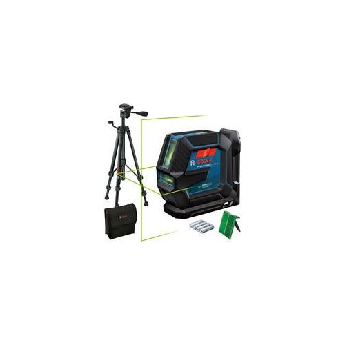 Linienlaser GLL 2-15 G Professional, mit Baustativ, Kreuzlinienlaser blau/schwarz, Halterung, grüne Laserlinien