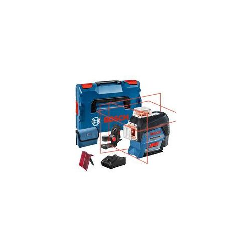 Linienlaser GLL 3-80 C Professional, L-BOXX, Kreuzlinienlaser blau/schwarz, mit roten Laserlinien, Li-Ionen Akku 2,0Ah