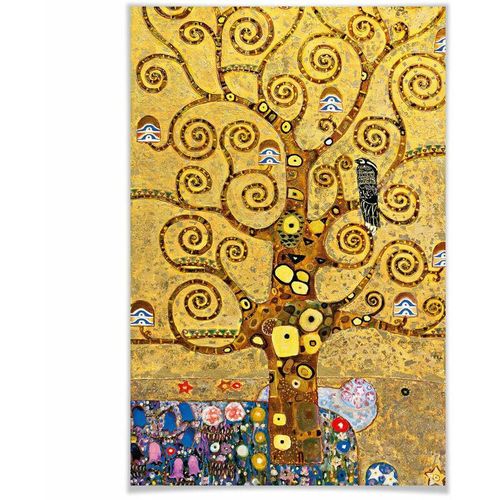 XXL Poster Gold Baum des Lebens Klimt Wandposter Kinderzimmer 115x175cm - gold