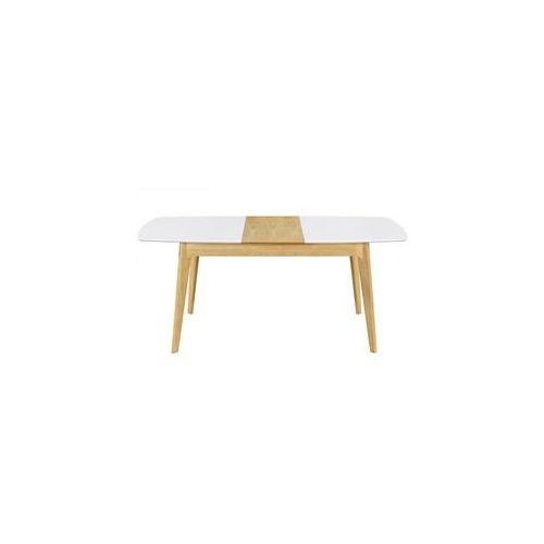 Tisch ausziehbar skandinavisch Weiß und Holz Länge 140-180 cm MEENA