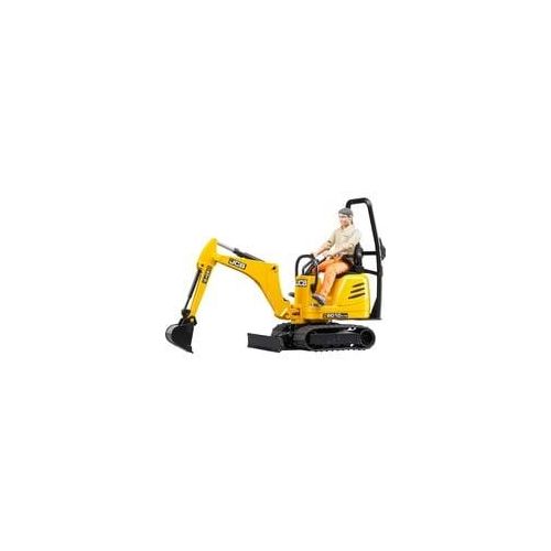 JCB Mikrobagger 8010 CTS und Bauarbeiter, Modellfahrzeug gelb
