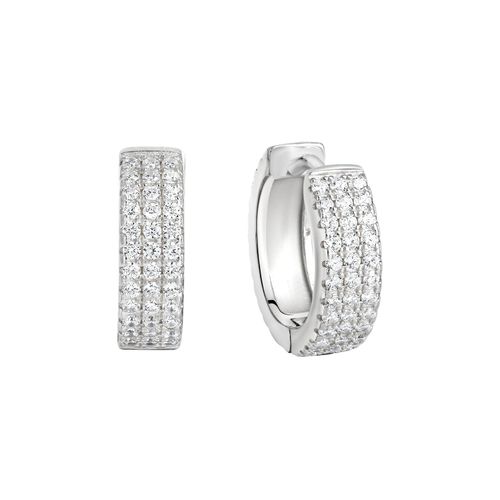 Zeeme Basic Ohrringe Silber 925 rhodiniert mit 144x Zirkonia weiß