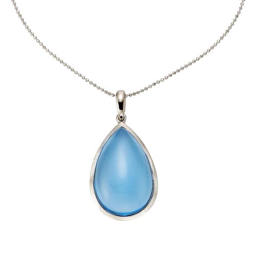 Jamelli Anhänger mit Kette 925 Silber rhodiniert Quarz blau (beh.)