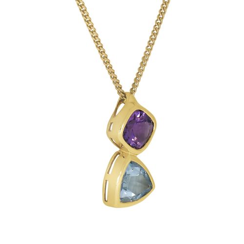 Fascination by Ellen K. Halskette Gold 375 mit Blautopas (beh.) + Amethyst