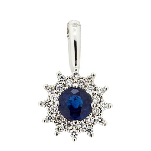 Orolino Anhänger 585 Gold mit 24x Brillant zus. 0,18ct. + Safir blau 0,42ct.