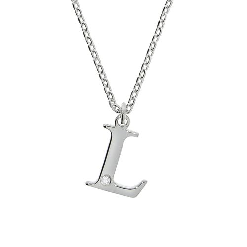 Diamonds by Ellen K. Halskette Silber 925 mit 1x Diamant 0,008ct. Buchstabe L